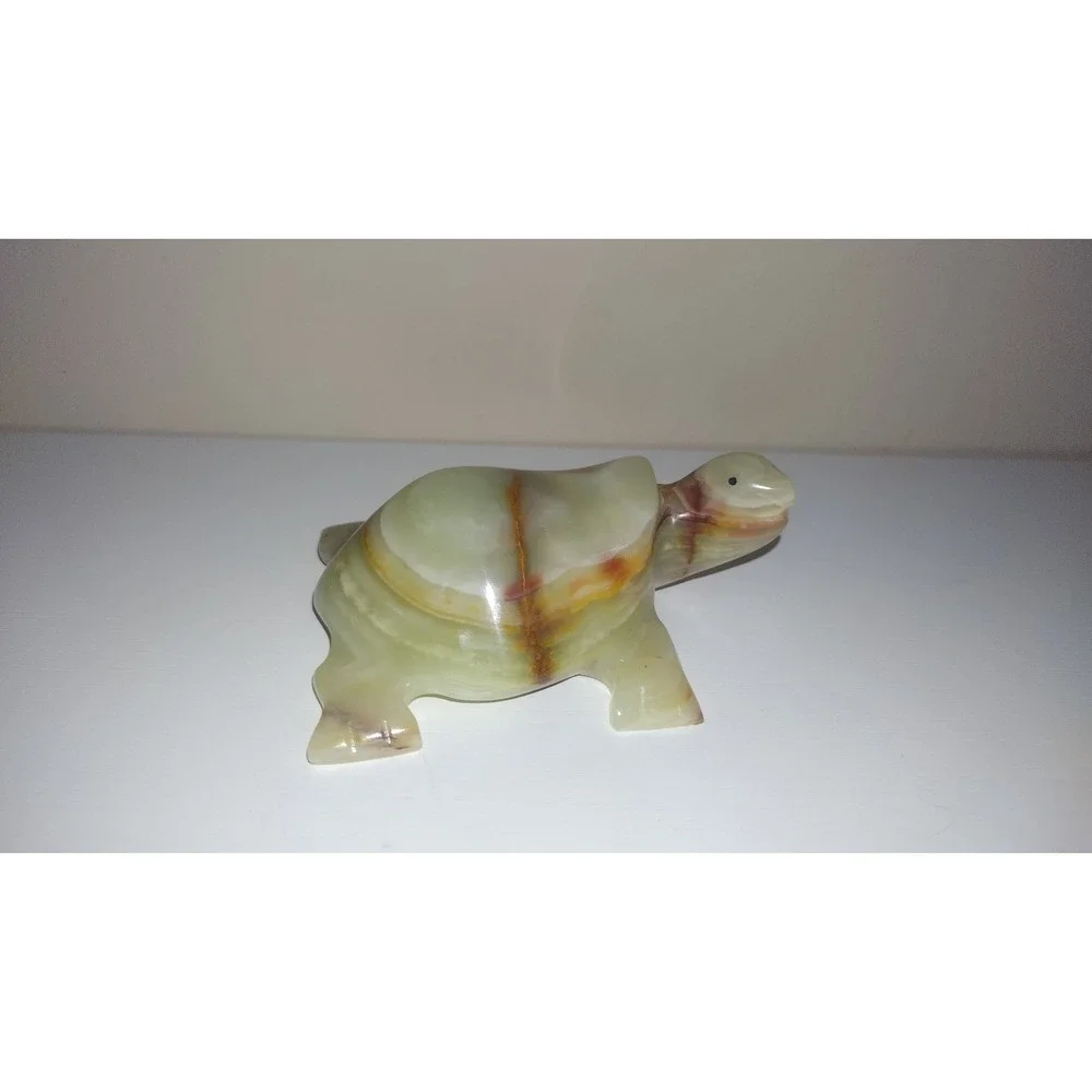 Vintage Hand-Carved Green Onyx Turtle Figurine – 4